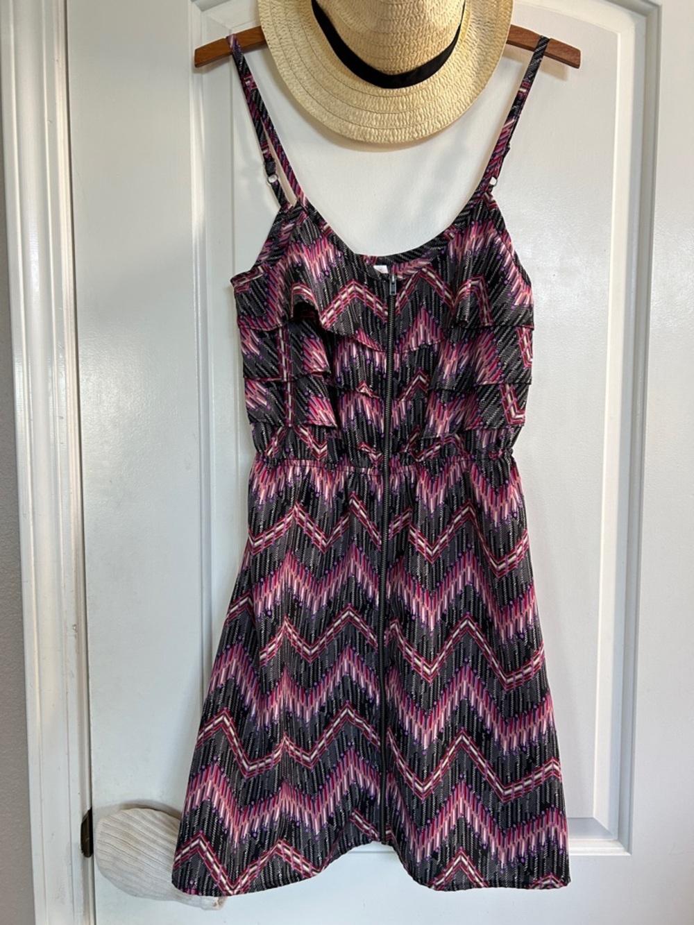 Xhilaration Black and Pink Chevron Sundress